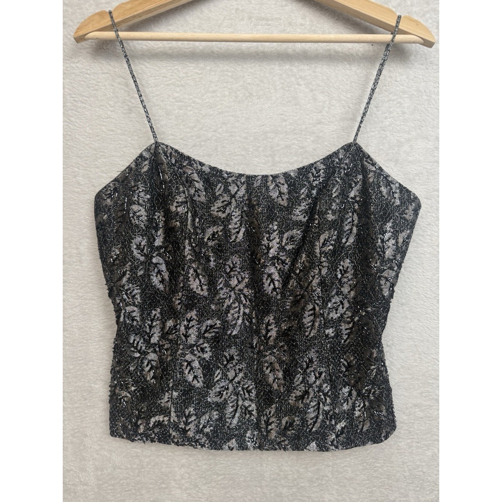 VTG Y2K Victor Costa Black Beaded Tank Top Whimsigoth Bustier Corset Tank Top 12